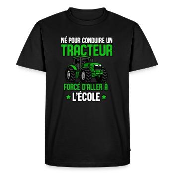 Tracteur Papa Enfant Garçons Fermier Agriculteur - T-shirt Premium bio Homme - noir - Devant - Nico (187cm)