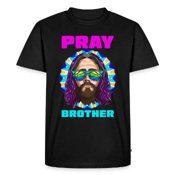 Priez frère - Cool Jesus Design - T-shirt Premium bio Homme - noir - Devant - Nico (187cm)