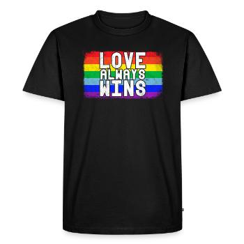 L’amour gagne toujours L’amour gagne toujours Drapeau - T-shirt Premium bio Homme - noir - Devant - Nico (187cm)