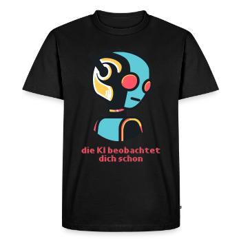 L’IA vous observe déjà - obscurité^ - T-shirt Premium bio Homme - noir - Devant - Nico (187cm)