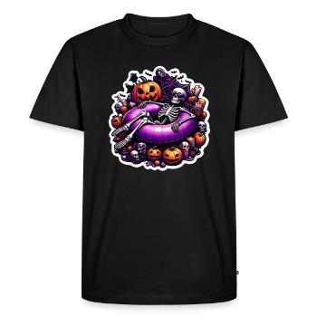 Halloween Chillin - Men's Premium Organic T-Shirt - black - Front - Nico (187cm)