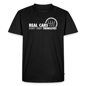 Les vraies voitures ne se déplacent pas Drôle Course automobile - T-shirt Premium bio Homme - noir - Devant - Nico (187cm)