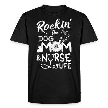 Rockin 'The Dog Maman et Infirmière Infirmière Vie Chien Amour - T-shirt Premium bio Homme - noir - Devant - Nico (187cm)