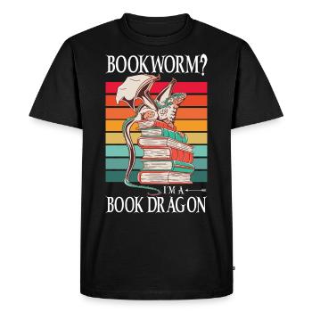 Dragons Livres Dragons Lecture Rat de bibliothèque - T-shirt Premium bio Homme - noir - Devant - Nico (187cm)
