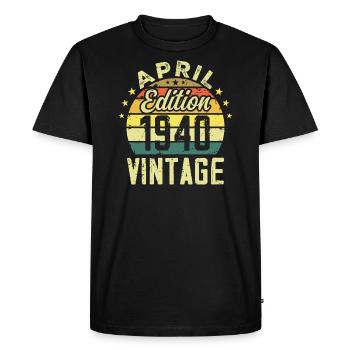 Millésime Avril 1940 - Cadeau Anniversaire 1940 - T-shirt Premium bio Homme - noir - Devant - Nico (187cm)