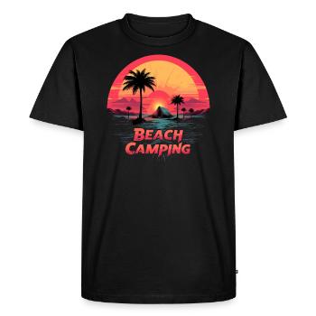 Plage Camping Tropical Coucher de soleil - T-shirt Premium bio Homme - noir - Devant - Nico (187cm)