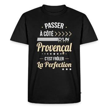 Provençal - Frôler la perfection - Provence - T-shirt Premium bio Homme - noir - Devant - Nico (187cm)