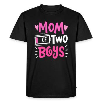 Maman de 2 garçons Batterie faible Drôle Fête des mères - T-shirt Premium bio Homme - noir - Devant - Nico (187cm)