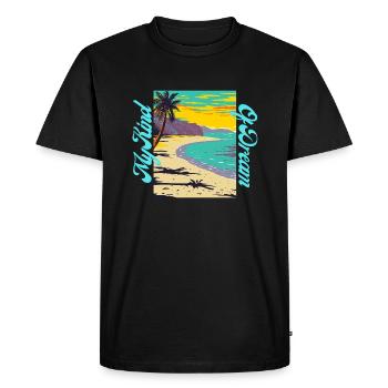 Mon genre de rêve - Plage - T-shirt Premium bio Homme - noir - Devant - Nico (187cm)