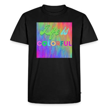 La vie est colorée - T-shirt Premium bio Homme - noir - Devant - Nico (187cm)