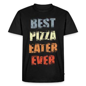 Drôle de mangeur de pizza - T-shirt Premium bio Homme - noir - Devant - Nico (187cm)