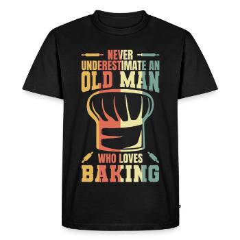 Ne sous-estimez jamais un vieux boulanger - T-shirt Premium bio Homme - noir - Devant - Nico (187cm)
