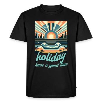 holiday, holiday, holidays - Men's Premium Organic T-Shirt - black - Front - Nico (187cm)