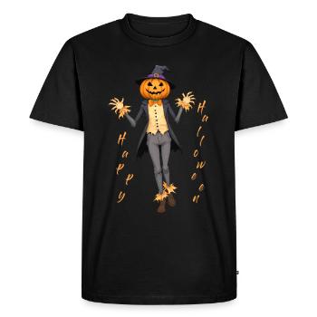 Happy Halloween Pumpkin Witch Hat Scarecrow - Men's Premium Organic T-Shirt - black - Front - Nico (187cm)