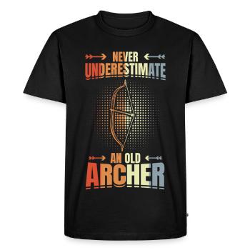 Never underestimate old archers - Men's Premium Organic T-Shirt - black - Front - Nico (187cm)