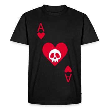 Crâne et as de coeur - T-shirt Premium bio Homme - noir - Devant - Nico (187cm)