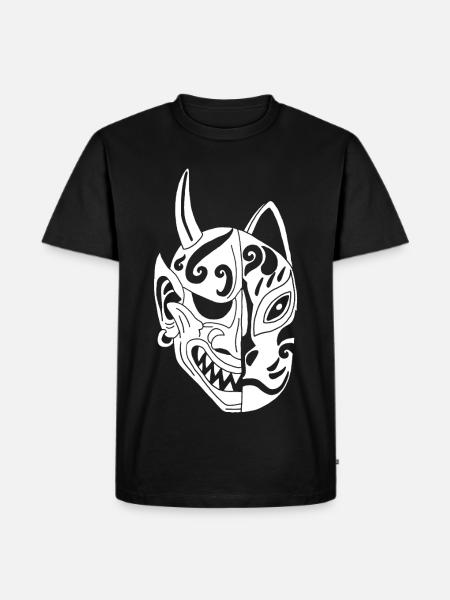 Japanese White Demon Cat - Men's Premium Organic T-Shirt - black