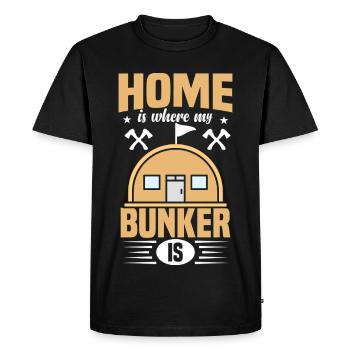 Indispensable à la survie avec l’équipement de préparation - T-shirt Premium bio Homme - noir - Devant - Nico (187cm)