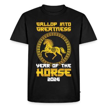 Année du Nouvel An chinois cheval 2026 - T-shirt Premium bio Homme - noir - Devant - Nico (187cm)