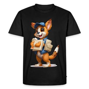 Chiot facteur avec des lettres - T-shirt Premium bio Homme - noir - Devant - Nico (187cm)