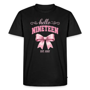 Hello Nineteen 19 Ans Est 2007 Anniversaire Nœud - T-shirt Premium bio Homme - noir - Devant - Nico (187cm)