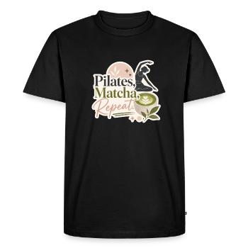 Pilates - Matcha - Repeat - Men's Premium Organic T-Shirt - black - Front - Nico (187cm)