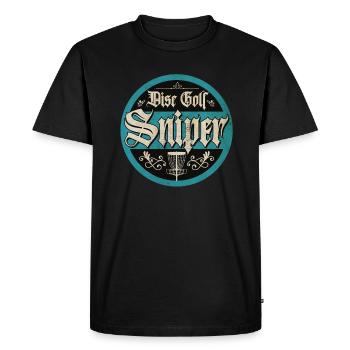 Disc Golf Sniper Vintage - Men's Premium Organic T-Shirt - black - Front - Nico (187cm)