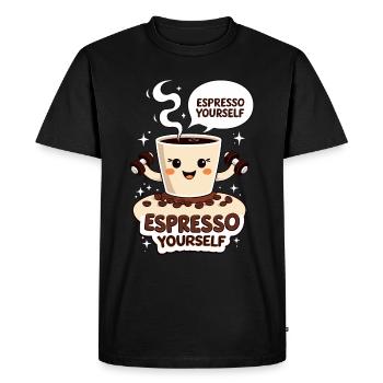 Design espresso amusant – « Espresso Yourself » - T-shirt Premium bio Homme - noir - Devant - Nico (187cm)
