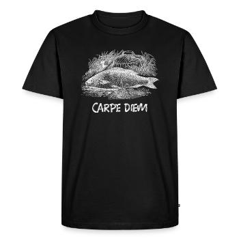 Carpe diem poisson pêche - T-shirt Premium bio Homme - noir - Devant - Nico (187cm)