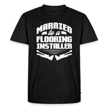 marié à un installateur de revêtements de sol Design - T-shirt Premium bio Homme - noir - Devant - Nico (187cm)