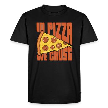 in pizza we crust Design pour un fabricant de pizza - T-shirt Premium bio Homme - noir - Devant - Nico (187cm)