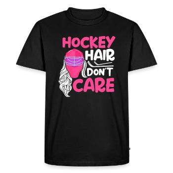 Hockey Hair Don't Care - Ice Sports Female Hockey - Men's Premium Organic T-Shirt - black - Front - Nico (187cm)