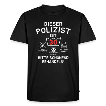 Ce policier a 30 ans. - T-shirt Premium bio Homme - noir - Devant - Nico (187cm)