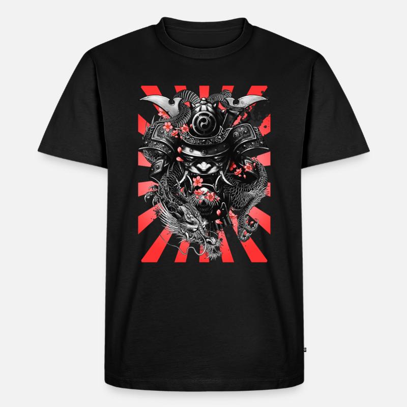 Samurai Krieger - Männer Premium Bio T-Shirt - Schwarz