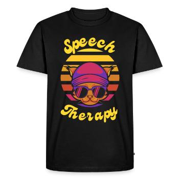 Speech Therapy Cat Speech Language Pathology SLP - Men's Premium Organic T-Shirt - black - Front - Nico (187cm)