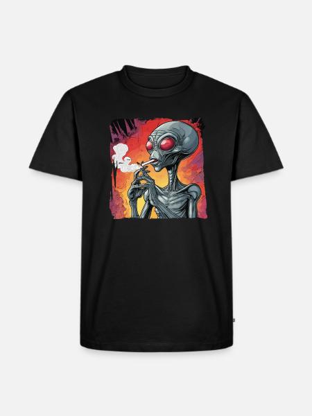 Alien smokes joint - Men's Premium Organic T-Shirt - black