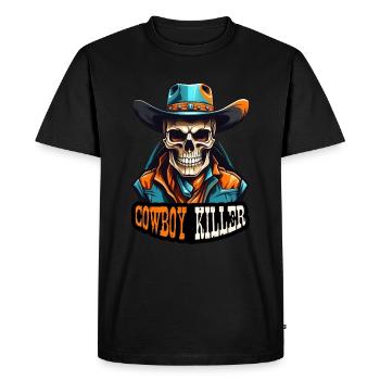 Western Cowboy Skull Cowboy Killer - Men's Premium Organic T-Shirt - black - Front - Nico (187cm)