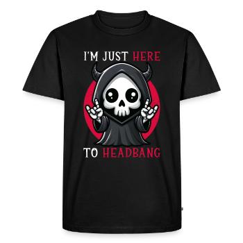 Je suis juste ici pour headbanger mignon grim reaper - T-shirt Premium bio Homme - noir - Devant - Nico (187cm)