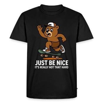 Skater bear with message - Men's Premium Organic T-Shirt - black - Front - Nico (187cm)