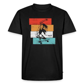 Patineuse motif pour les filles adolescentes skateboard - T-shirt Premium bio Homme - noir - Devant - Nico (187cm)