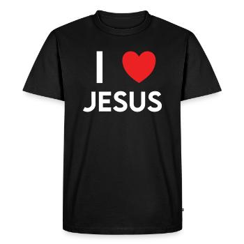 J’aime Jésus Cœur - T-shirt Premium bio Homme - noir - Devant - Nico (187cm)