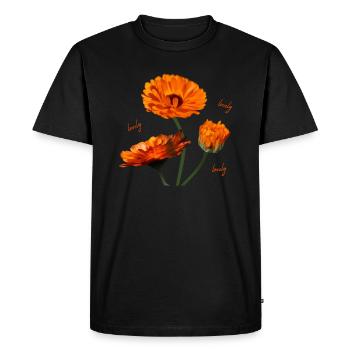 Soucis fleurs d’oranger de souci - T-shirt Premium bio Homme - noir - Devant - Nico (187cm)
