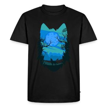 Wolf Kopf Mond - Männer Premium Bio T-Shirt - Schwarz - Vorne - Nico (187cm)