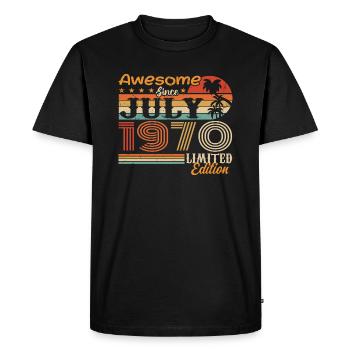 Juillet 1970 Juillet Cadeau d’anniversaire Juillet 1970 - T-shirt Premium bio Homme - noir - Devant - Nico (187cm)