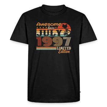 Juillet 1997 Juillet Cadeau d’anniversaire Juillet 1997 - T-shirt Premium bio Homme - noir - Devant - Nico (187cm)