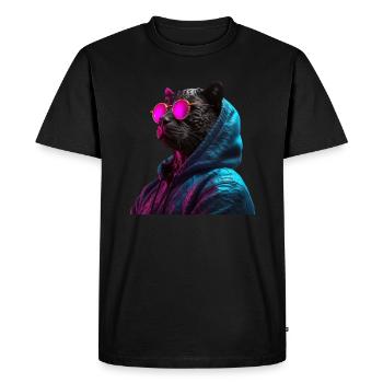 Black Panther with Sunglasses Colorful Natural - Men's Premium Organic T-Shirt - black - Front - Nico (187cm)