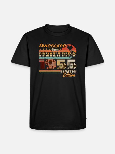September 1955 - Birthday 1955 September - Men's Premium Organic T-Shirt - black