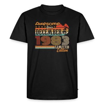 Retro Vintage légendaire anniversaire décembre 1983 - T-shirt Premium bio Homme - noir - Devant - Nico (187cm)