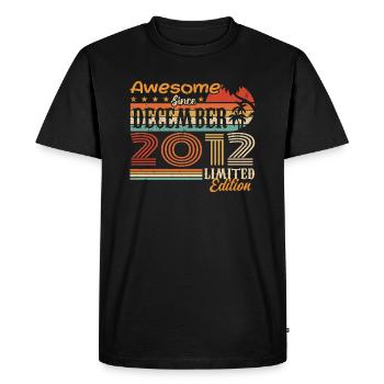 Retro Vintage Légendaire Anniversaire Décembre 2012 - T-shirt Premium bio Homme - noir - Devant - Nico (187cm)