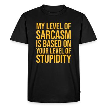 Mon niveau de sarcasme - T-shirt Premium bio Homme - noir - Devant - Nico (187cm)